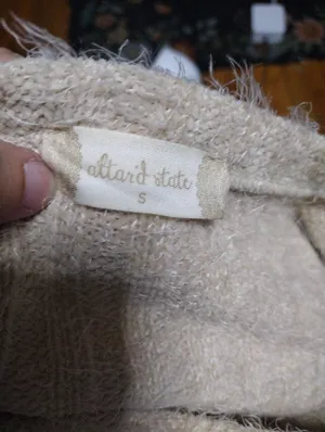 Altar'd State Cream Fuzzy Crewneck Sweater thumbnail 3