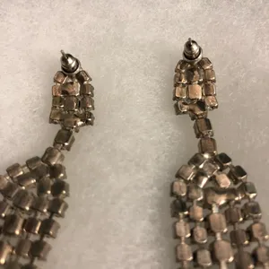 Rhinestone dangly earrings Silver thumbnail 3