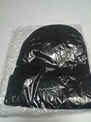 M·A·C Cosmetics Black Logo Knit Beanie Hat New OS thumbnail 2
