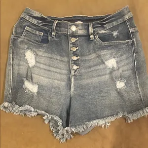 Denim Frayed Hem Women Shorts thumbnail 1