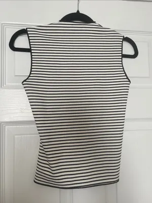 ZARA Black and White Striped Twist-Front Tank Top thumbnail 2