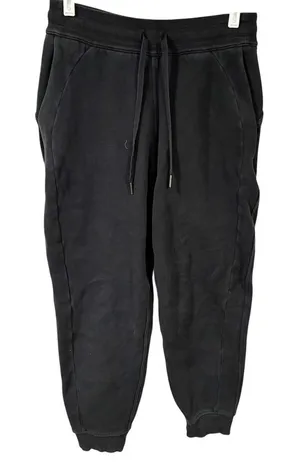 Lululemon Black Fleece Lined Athletic Jogger Sweatpants Drawstring Size 8 thumbnail 1