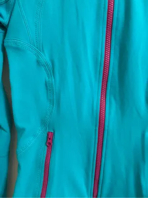 Lululemon Women’s Forme BrushedSurge Teal Zip-Up Jacket with Pink Accents 4 thumbnail 3