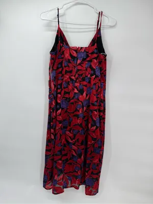 Worthington Red and Purple Floral Midi Dress thumbnail 5