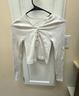 Out From Under Seamless Ribbed Snap-Front Long Sleeve Henley Top thumbnail 1