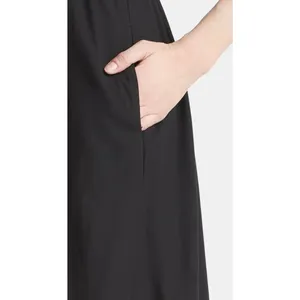 Time and Tru Black Smocked Midi Dress Sleeveless Tiered A Line Pocket Size L thumbnail 4