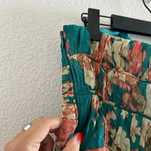 Y2k strapless Teal Floral Mariselle Garden Drape Midi Dress thumbnail 8