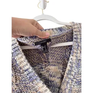 Forever 21 Blue Purple Space Dye Cable Knit‎ Cropped Cardigan Sweater Small thumbnail 9