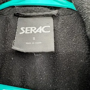 SERAC size small black quilted puffer vest zip up front fleece sides zip pockets thumbnail 6