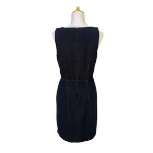 VTG Telluride Clothing Co Denim Dress 6 Blue Cotton V-Neck Tie Waist Western thumbnail 6
