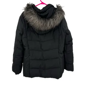 Calvin Klein size Large black hooded puffer coat jacket duck down & feather fill thumbnail 2