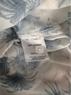NWT The Shirt Rochelle Behrens Tiered Mini Dress White Blue Floral Women’s Small thumbnail 9