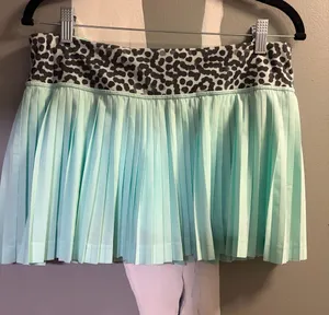Lululemon Pleated Mint Green Skirt with Leopard Waistband thumbnail 1
