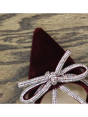 A New Day Gwen Rhinestone Bow Velvet Kitten Heels 94656735 Burgundy Red 6M thumbnail 8