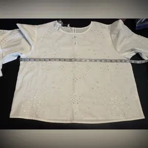 Maurices White Eyelet 100% Cotton Blouse size Small NWT thumbnail 10