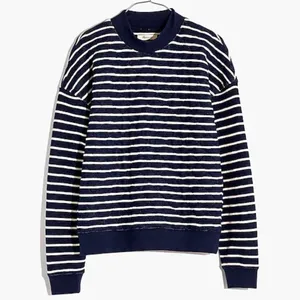 MADEWELL Striped Quilted Sweatshirt Pullover Sweater Top thumbnail 4