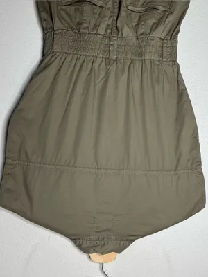 Pistola Cap Sleeve Smocked Waist Rosie Mini Dress in Army Olive Green thumbnail 6