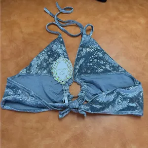 Velvet Halter Crop Top thumbnail 2