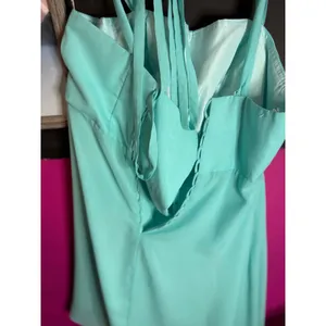 Aqua Blue Pleated Rhinestone Brooch Corset Back‎ Formal Cocktail Dress Size 10 thumbnail 9