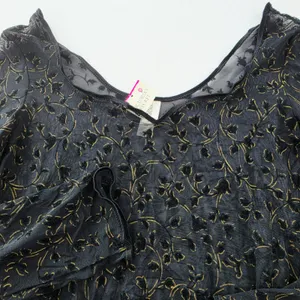 Victoria's Secret NWT Vintage 90s Black Gold Mesh Flocked Floral Bodysuit Large thumbnail 5