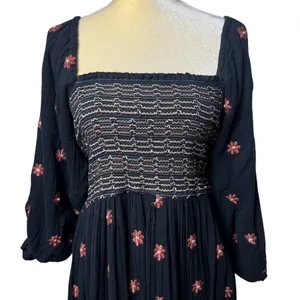 Free People Dahlia Embroidered Maxi Dress Puff‎ Sleeve Cottagecore Milk Maid M thumbnail 5