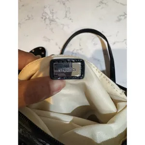 GUESS crossbody black purse silver "G" logo buckle matching flower charm VTG thumbnail 11