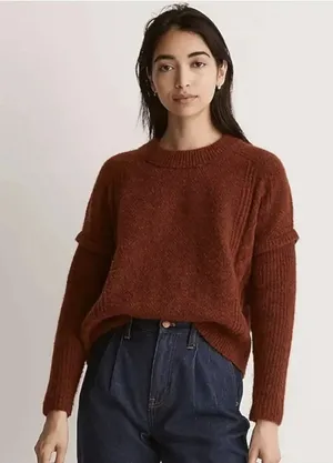 Madewell Sweater Womens 3X Brown Wool Alpaca Havener Pullover Sweater NI619‎ thumbnail 1