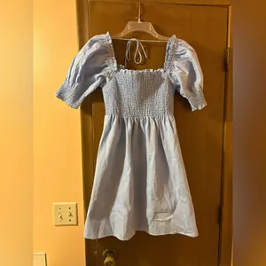 Hill House Athena Nap Dress in Light Blue Glitter Check thumbnail 4