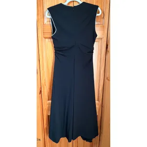 Melloday NWT Black Ruched Asymmetric Midi Dress Contrast Trim VNeck Sleeveless S thumbnail 3