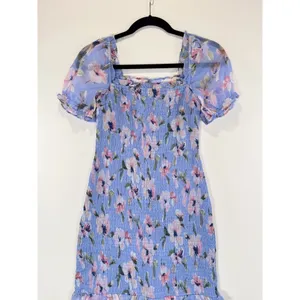 Abercrombie Fitch Dress Purple Smocked Midi Bodycon Floral Ruffle Coquette Small thumbnail 7