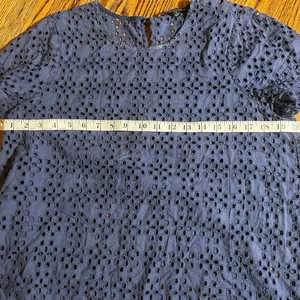 Madewell Eyelet Short Sleeve Top Size M Blue Cotton Blouse thumbnail 3