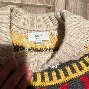 Aerie Fair Isle Sweater Soft Cotton Blend Loose Fit thumbnail 2