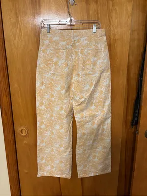 Polagram Tropical Print Wide Leg Pants Yellow White Large thumbnail 10