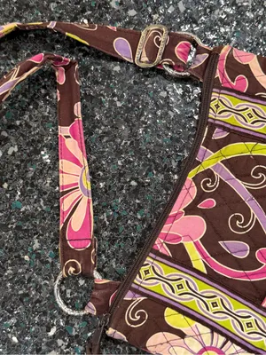 Vera Bradley Brown Floral Crossbody/Shoulder Bag Purse Medium Adjustable strap thumbnail 4