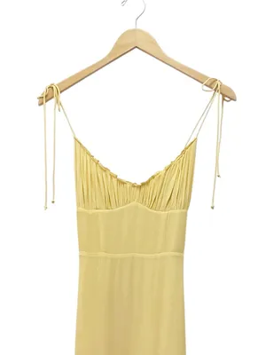 Reformation Embry Midi Dress Size 0 Sunshine Yellow Tie Strap Ruffle Hem thumbnail 5