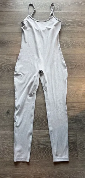 Aritzia Slim Spaghetti-Strap Jumpsuit in Light Gray thumbnail 1