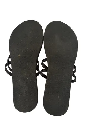 Global Girls Black Beaded Toe-Post Sandals with Turquoise Accents thumbnail 3