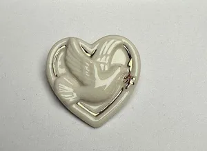 Signed Lenox Porcelain Peace Dove Heart Christmas Holiday Brooch Pin thumbnail 8