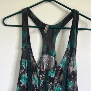 Free People Racerback Top / Tunic Black and Green with Lace thumbnail 2