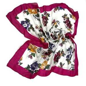ECHO Vintage Silk Scarf Pink White Floral Square 30.5” thumbnail 1