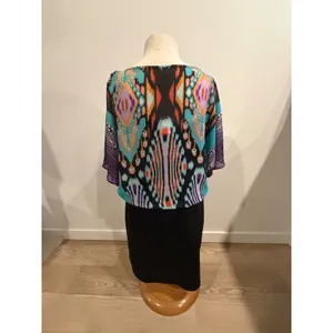 Roz & Ali Womens Multi Color Ikat Print Blouson Sheath Dress Size 12 thumbnail 3