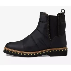 NWOT Free People Atlas Puffer Rivet Chelsea Boots in Black & Gold Sz. US 8 thumbnail 3