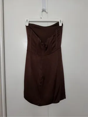 Zara Brown Satin Corset Mini Dress thumbnail 4