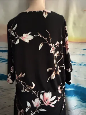 White House Black Market Womens Black Floral V-Neck Maxi Dress SM thumbnail 10