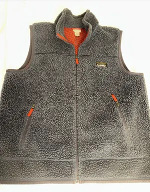 LL BEAN Gray Outdoor Vest Mountain Deep Pile Sherpa Fleece Vest Full Zip XL thumbnail 1