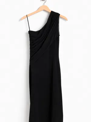 NWT Alice + Olivia Cici Goddess One Shoulder Ruched Black Mini Dress XS thumbnail 5