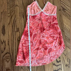 Y2K Vintage Maurice’s Cami Tank Top Asymmetrical Pink Rhinestone Small Paisley thumbnail 5