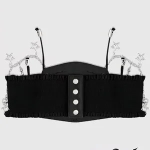Black Corset Belt with Silver Chains thumbnail 2