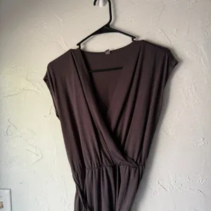 Uniqlo Brown Sleeveless Faux Wrap Dress‎ with Belt Size Small Clean Girl thumbnail 2