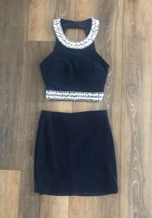 B Darlin Homecoming Navy Two Piece Dress thumbnail 2